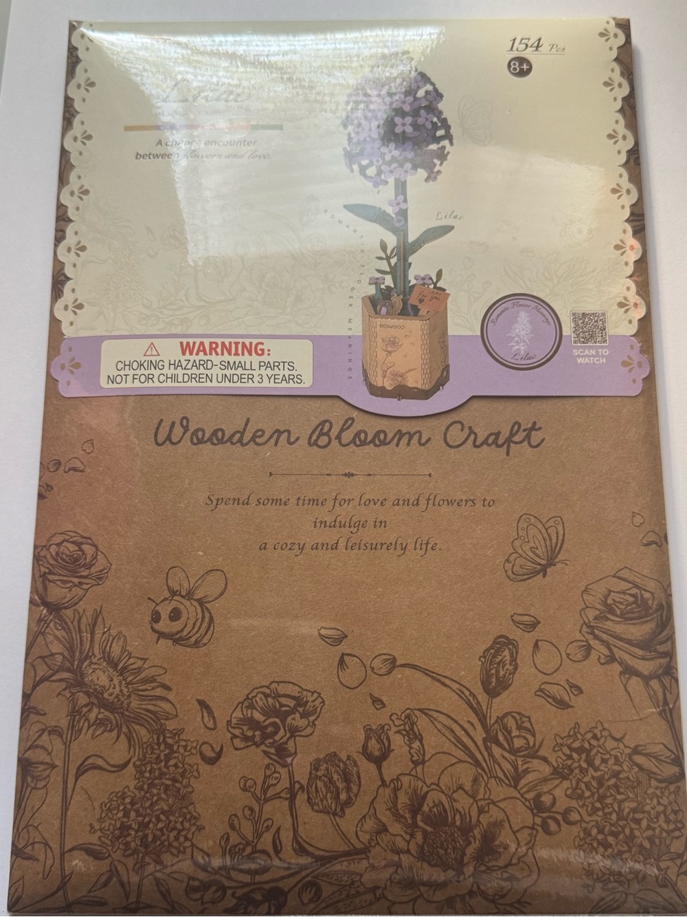 Wowood 3D flowers Lilac wooden bloom craft 154 pieces